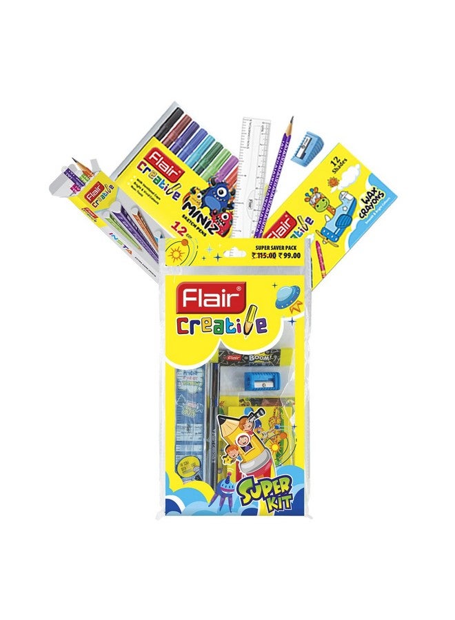 Flair FLAIR Creative Series Super Smart Kit | Combination Smart Kit for Your Creative Need | Use for Writing, Colouring, Drawing & Shading | Stationery Kit Ideal for Gifting | Pack of 1 Kit  - Image 1