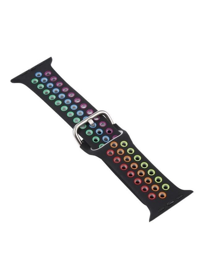 NIBEMINENT Replacement Watchband For Apple Watch With Protective Case Black Colorful - Image 3