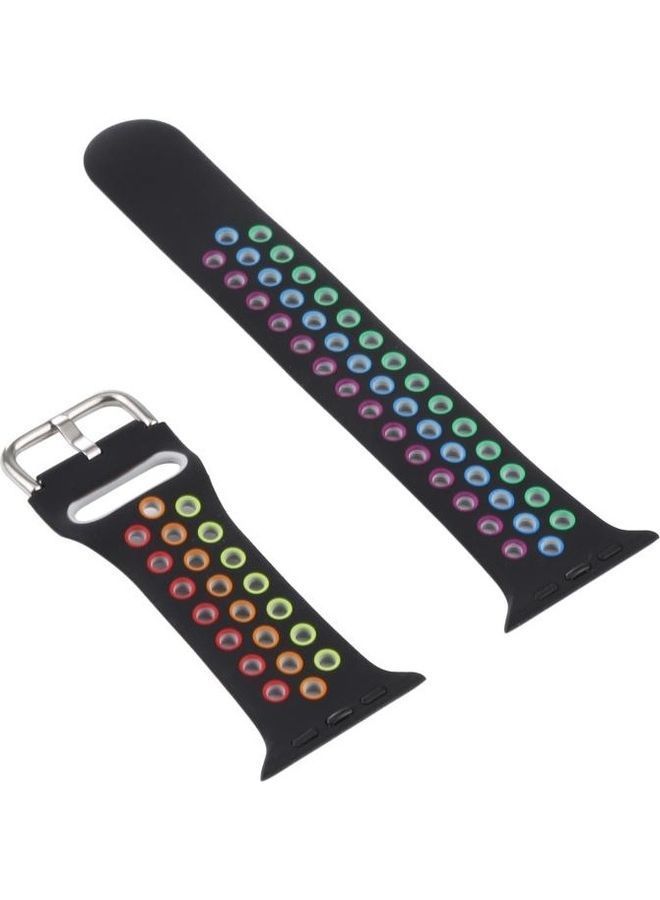 NIBEMINENT Replacement Watchband For Apple Watch With Protective Case Black Colorful - Image 2