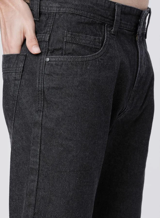 HIGHLANDER Solid Slim Fit Denim Shorts by Styli