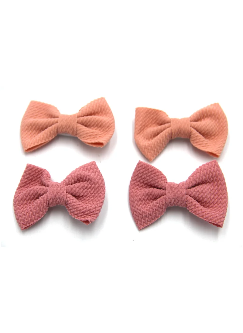 دىدانيالا Nisha Ribbon Bow Clip Set For Babies and Girls -  Peach & Dark Pink