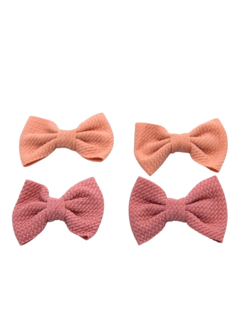 دىدانيالا Nisha Ribbon Bow Clip Set For Babies and Girls -  Peach & Dark Pink