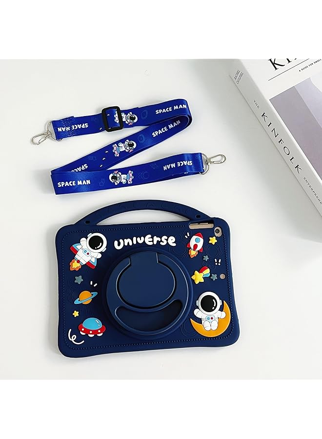 إيروريكس حافظة تابلت لهاتف سامسونج جالكسي تاب A9 بلس مقاس 11 بوصة للأطفال حافظة جالكسي تاب A9+ مع مقبض دوار 360 درجة وحزام كتف وغطاء سيليكون مقاوم للصدمات غطاء لطيف ثلاثي الأبعاد أزرق - Image 3