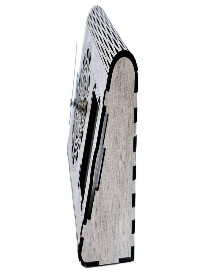 Raystar™ Wooden Desk Clock with Roman Numerals, Decorative Table Clock, Laser Cut Design - Image 3