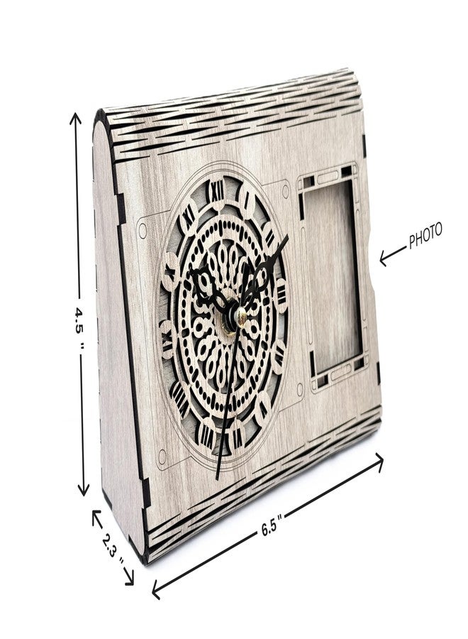 Raystar™ Wooden Desk Clock with Roman Numerals, Decorative Table Clock, Laser Cut Design - Image 5