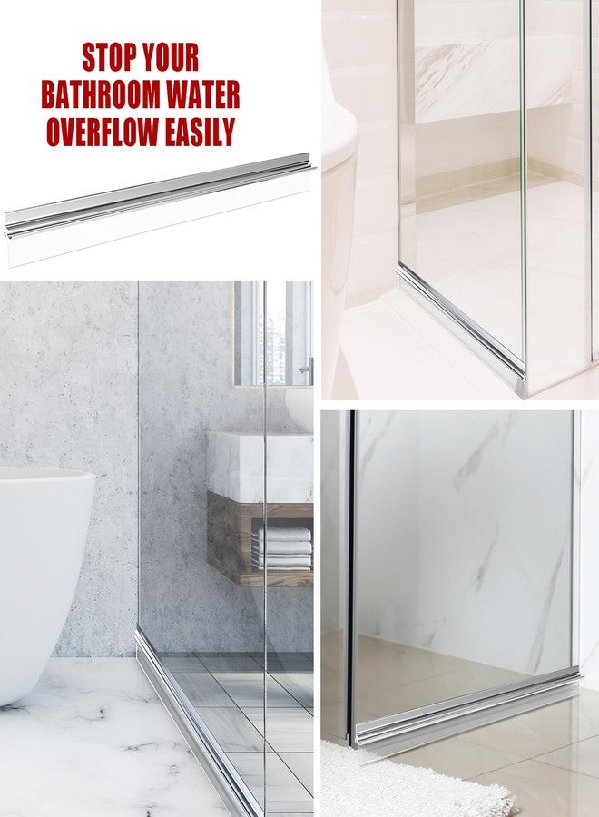 PRERUICHI 25" Chrome Framed Shower Door Replacement Drip Rail with Shower Door Bottom Sweep and 2 Applied Mounting Tape (25inch) - Image 5