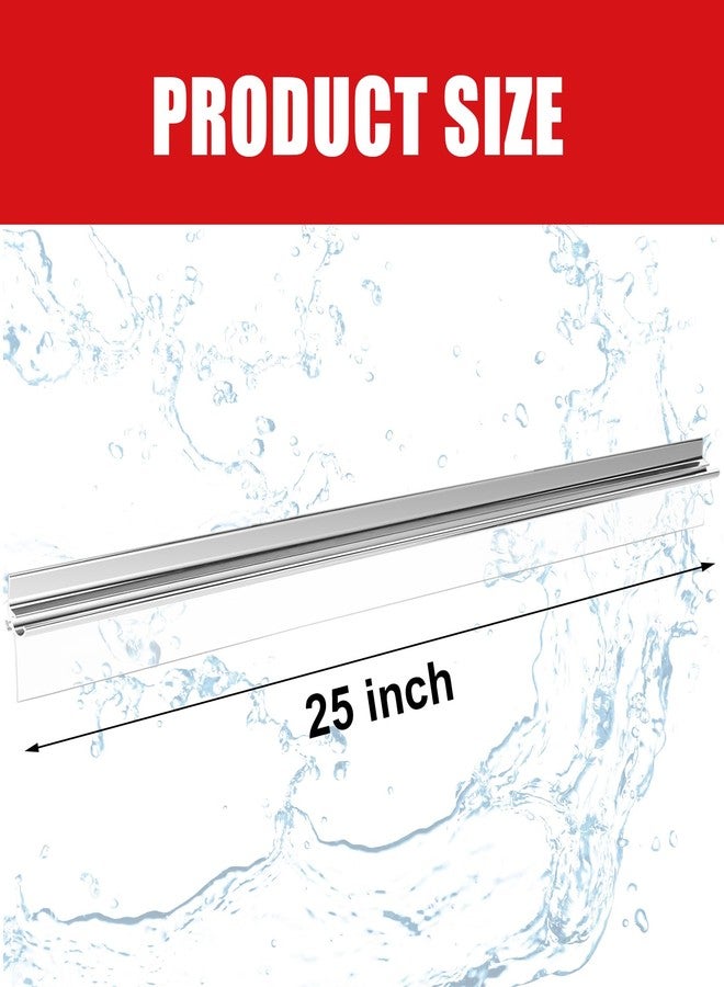 PRERUICHI 25" Chrome Framed Shower Door Replacement Drip Rail with Shower Door Bottom Sweep and 2 Applied Mounting Tape (25inch) - Image 2