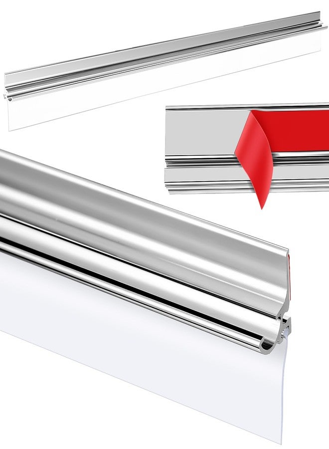 PRERUICHI 25" Chrome Framed Shower Door Replacement Drip Rail with Shower Door Bottom Sweep and 2 Applied Mounting Tape (25inch) - Image 1