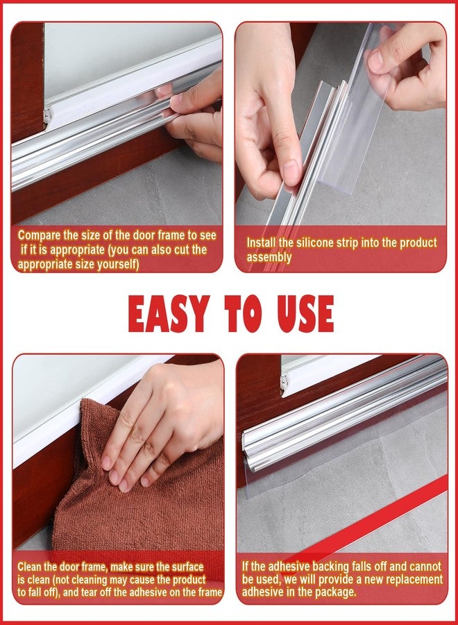 PRERUICHI 25" Chrome Framed Shower Door Replacement Drip Rail with Shower Door Bottom Sweep and 2 Applied Mounting Tape (25inch) - Image 4