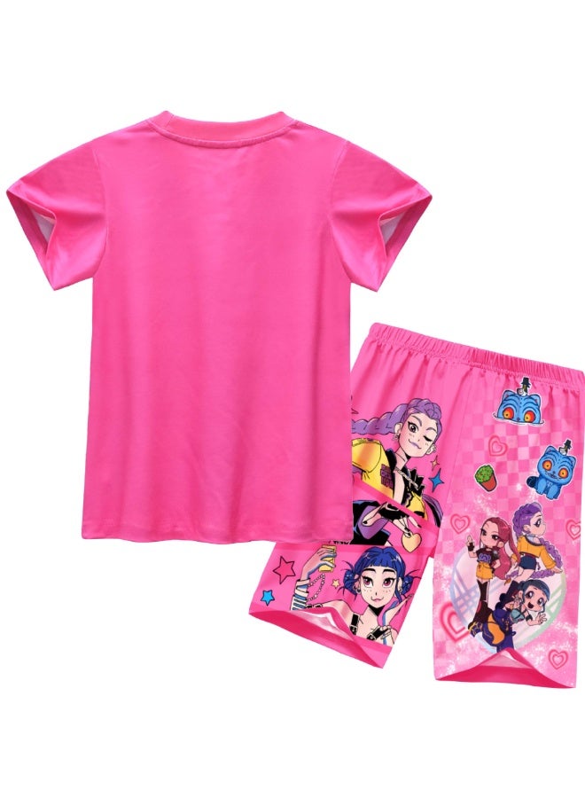 general K-Pop Demon Hunters Printed Short Sleeve and Shorts Set Multiple Sizes Soft Breathable Casual Loungewear Tracksuit for Fans Daily Wear - Image 3