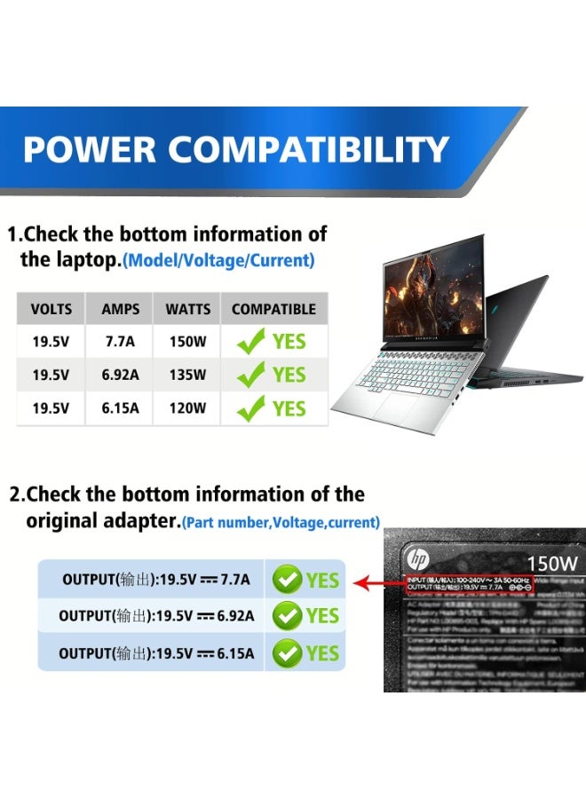 150W Laptop Charger for HP Omen, Pavilion Gaming & ZBook – High Power & Fast Charging – Ideal for Daily Use & Gaming - Image 5