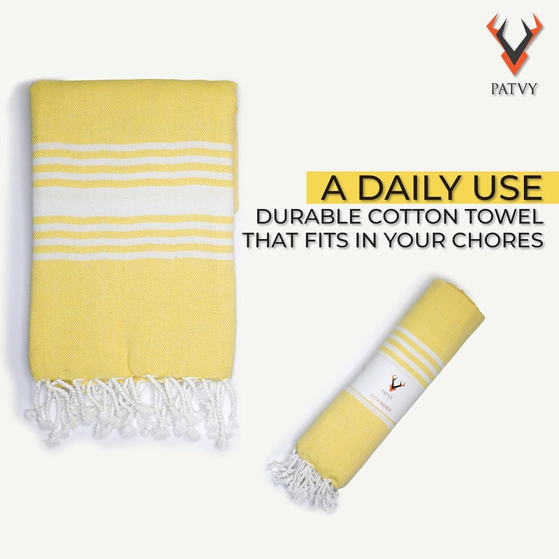 PATVY Cotton Bath Towel (Pack of 1, Yellow) - Image 4