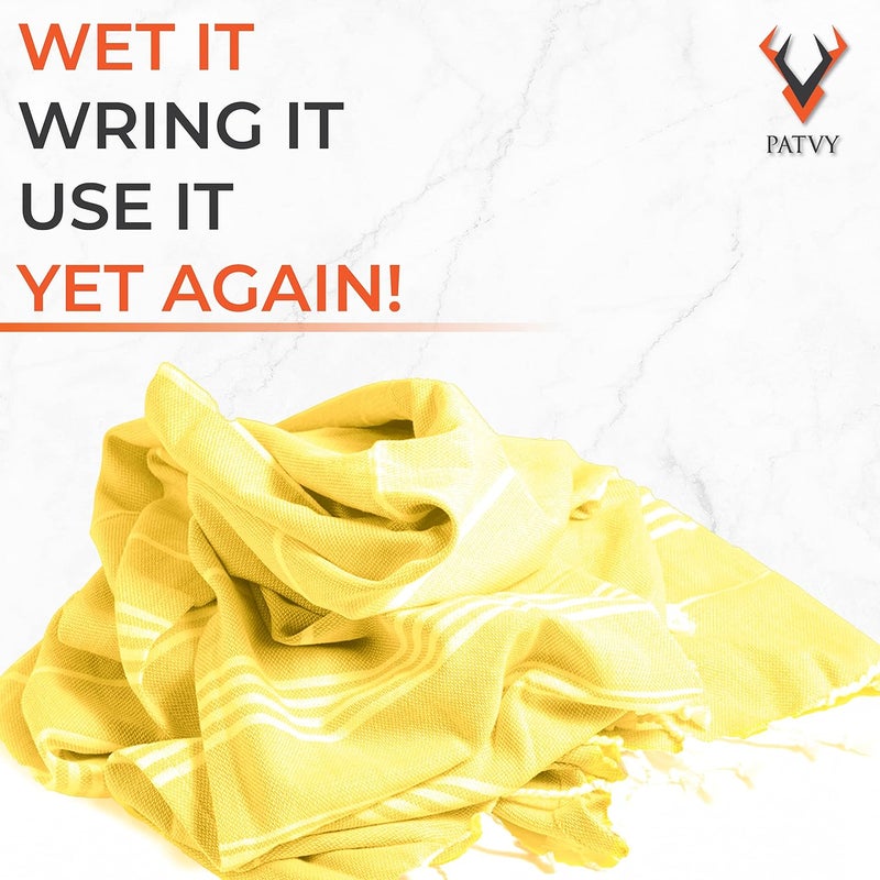 PATVY Cotton Bath Towel (Pack of 1, Yellow) - Image 3