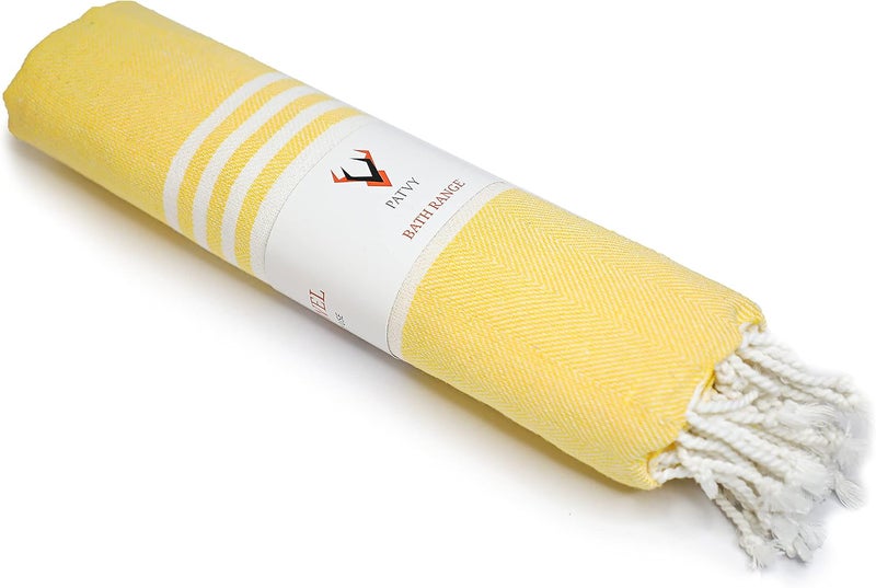 PATVY Cotton Bath Towel (Pack of 1, Yellow) - Image 1