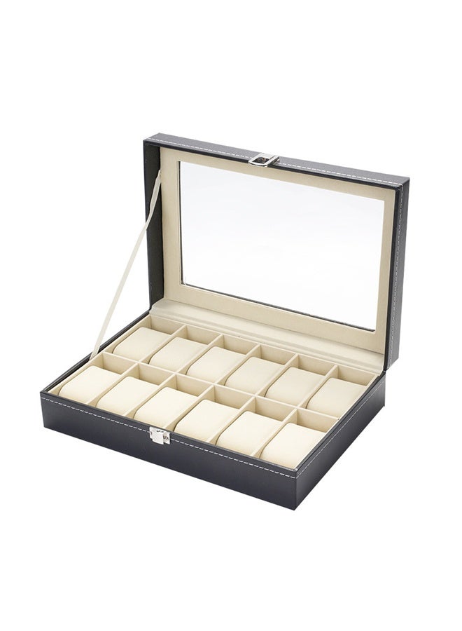 12 slots Leather watch box, watch storage box, watch display box, home decoration, stall display box, exquisite and simple gift box - Image 1