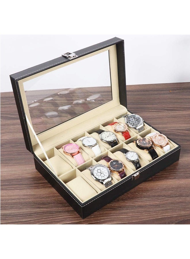 12 slots Leather watch box, watch storage box, watch display box, home decoration, stall display box, exquisite and simple gift box - Image 4