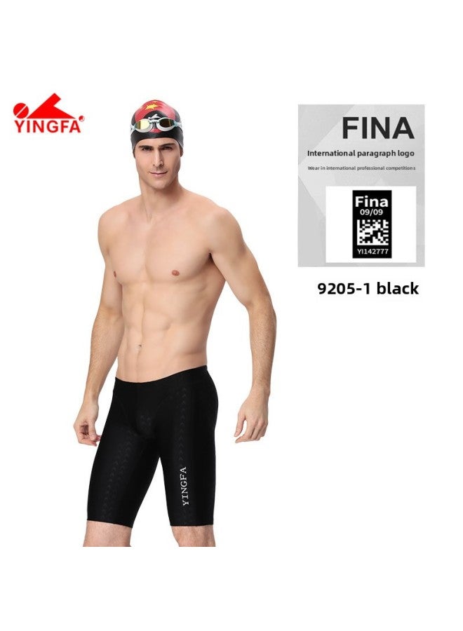 Loquat Yingfa Five-point Swimming Trunks Men's Knee-length Shark Skin Drag Reduction Quick-drying Fina Standard Competition Professional Training Swimming Trunks-Color:Y9205-2- - Image 2
