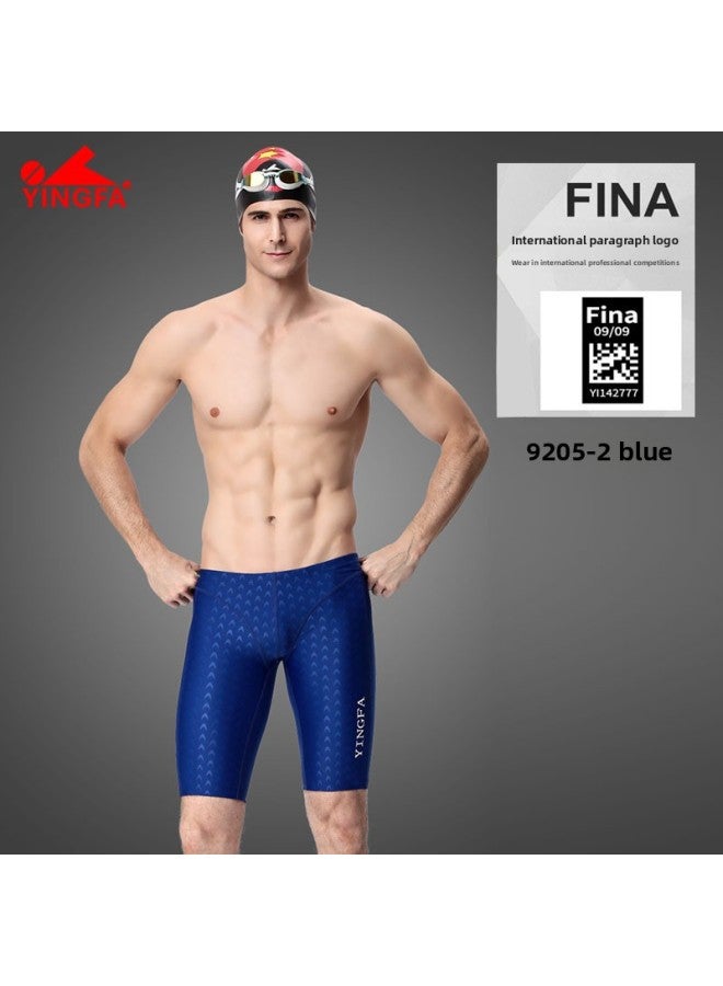 Loquat Yingfa Five-point Swimming Trunks Men's Knee-length Shark Skin Drag Reduction Quick-drying Fina Standard Competition Professional Training Swimming Trunks-Color:Y9205-2- - Image 1
