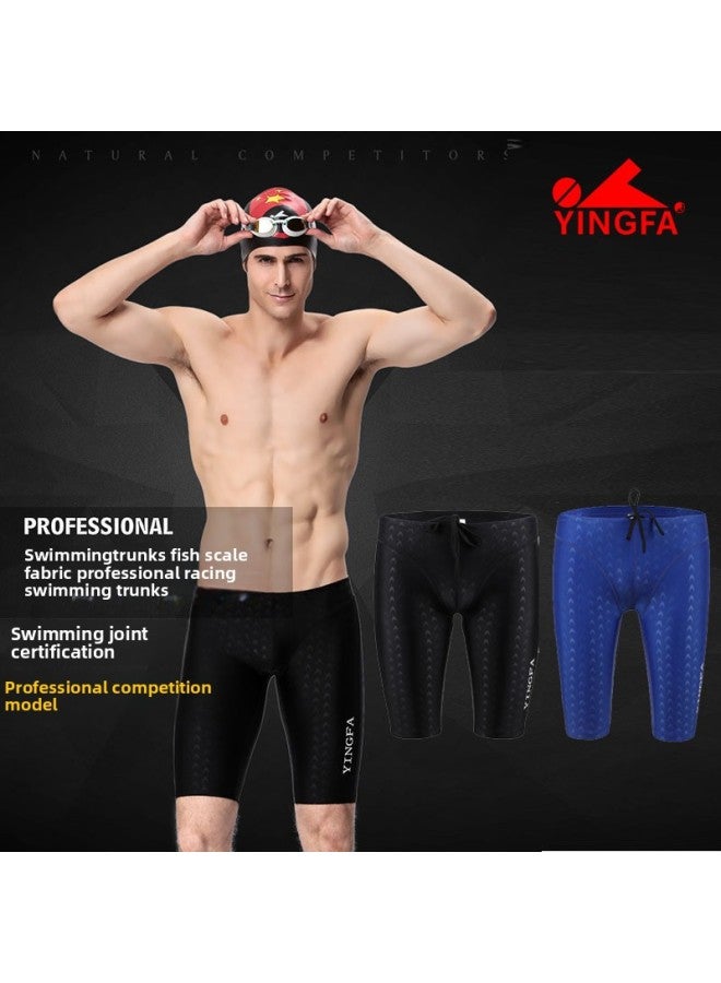 Loquat Yingfa Five-point Swimming Trunks Men's Knee-length Shark Skin Drag Reduction Quick-drying Fina Standard Competition Professional Training Swimming Trunks-Color:Y9205-2- - Image 3