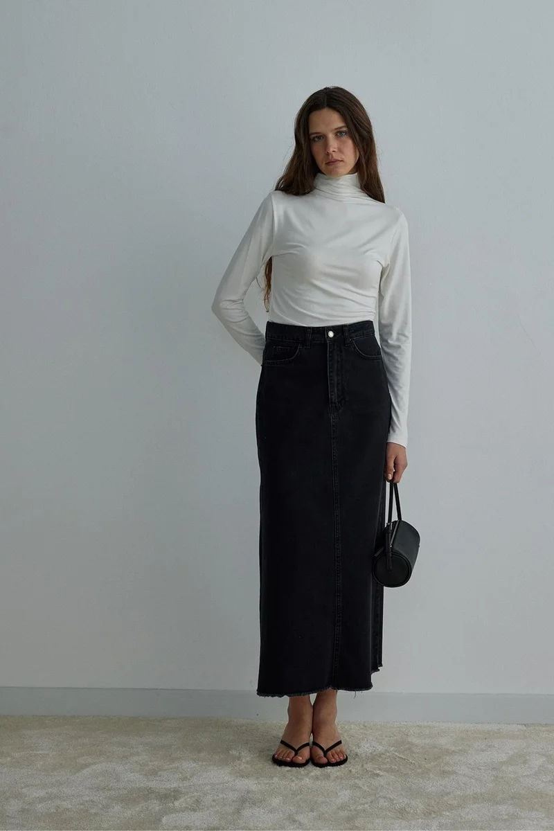 Suud Collection Ecru Andy Degaje Turtleneck Bodysuit