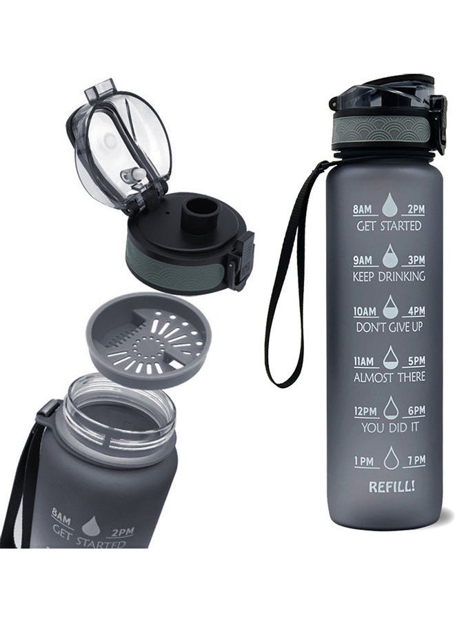 Loquat Sports Water Bottle with Time Marker BPA Free u0026 Leak proof Portable Reusable Drinking Kettle  Fitness Sport 1L Water Jug for Men   Women Kids Student to Camping Office School Gym Workout 29.5*5*  - Image 3