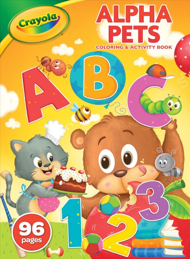 Crayola Alpha Pets Coloring Pages and Stickers, Number & Alphabet Coloring Book, Gift for Kids, 96 Pages - Image 1
