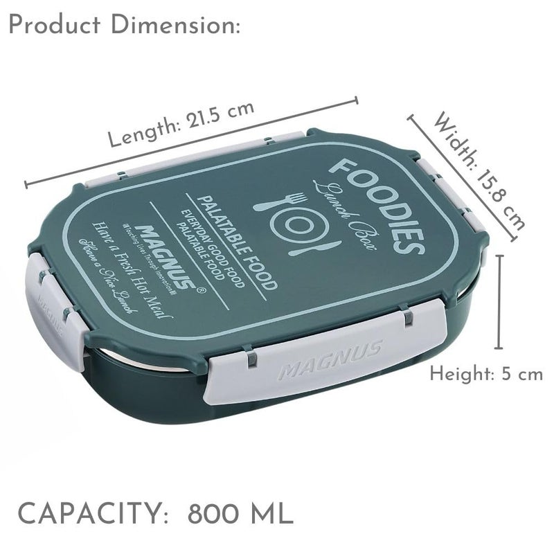 Magnus Spike Lunch Box SP (Green) - Stainless Steel Lunch Box Set with Leakproof Containers (800ml & 150ml) - Ideal Lunch Box for Kids & Lunch Boxes for Office Men, Women - Airtight & Insulated Design - Image 2