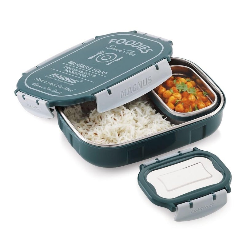 Magnus Spike Lunch Box SP (Green) - Stainless Steel Lunch Box Set with Leakproof Containers (800ml & 150ml) - Ideal Lunch Box for Kids & Lunch Boxes for Office Men, Women - Airtight & Insulated Design - Image 4