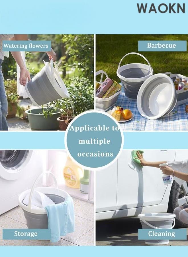 WAOKN 10L Collapsible Plastic Bucket, Foldable Buckets Indoor and Outdoor Collapsible Bucket with Handle, MultiPurpose Circle Handy Portable Fishing Water Pail, Portable Cleaning Bucket for Household Car Wash - Space Saving Outdoor Fishing, Garden, Camping Water Pail (Square),Beach Water Pails Grey - Image 3