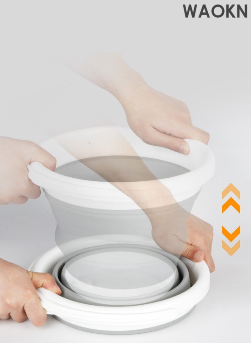 WAOKN 10L Collapsible Plastic Bucket, Foldable Buckets Indoor and Outdoor Collapsible Bucket with Handle, MultiPurpose Circle Handy Portable Fishing Water Pail, Portable Cleaning Bucket for Household Car Wash - Space Saving Outdoor Fishing, Garden, Camping Water Pail (Square),Beach Water Pails Grey - Image 4