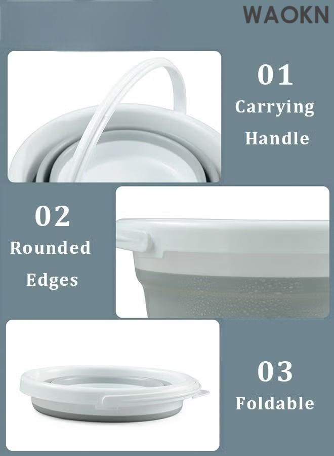 WAOKN 10L Collapsible Plastic Bucket, Foldable Buckets Indoor and Outdoor Collapsible Bucket with Handle, MultiPurpose Circle Handy Portable Fishing Water Pail, Portable Cleaning Bucket for Household Car Wash - Space Saving Outdoor Fishing, Garden, Camping Water Pail (Square),Beach Water Pails Grey - Image 5