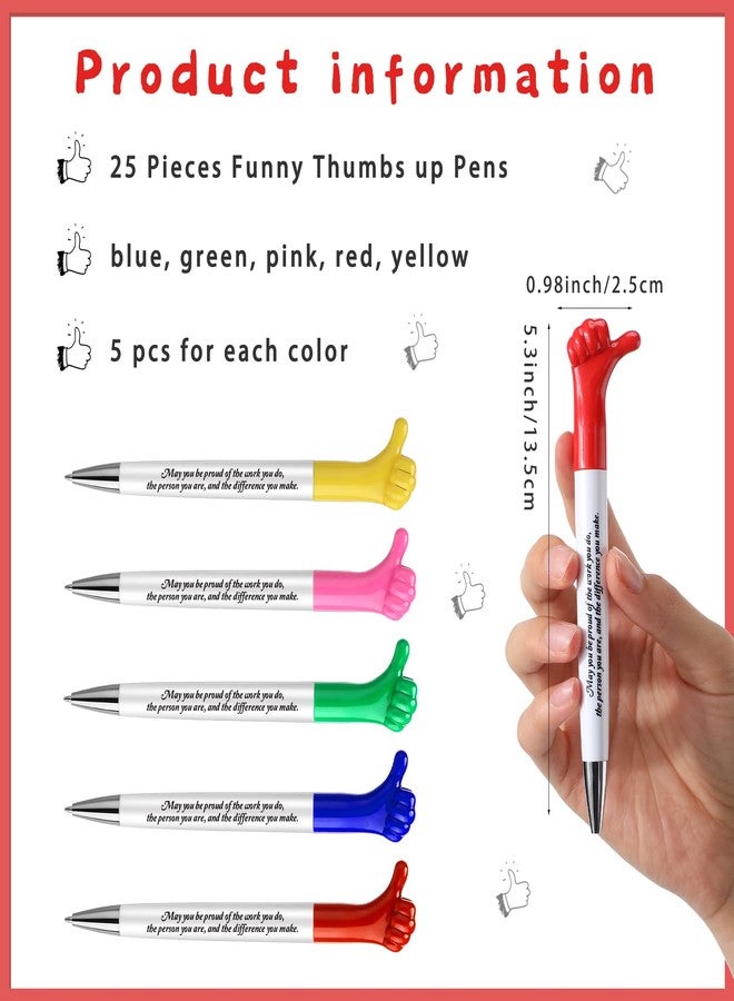 Fumete 25 Pcs 25 Pcs May You Be Proud Thumbs up Pens Thank You Ballpoint Pens Cute Hand Gesture Inspirational Appreciation Gifts for Employee Coworker Nurse Teacher Colleague Housekeeping Week Gift - Image 3