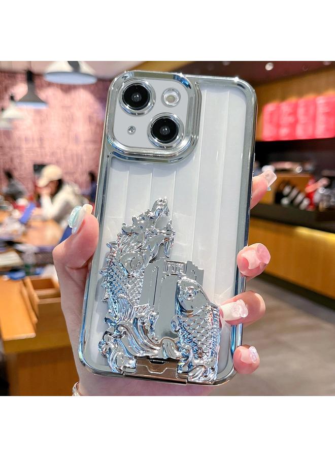 اس-توب جراب لهاتف iPhone 13 من مادة TPU بنمط بوابة تنين قافز مطلي بالكهرباء - Image 1