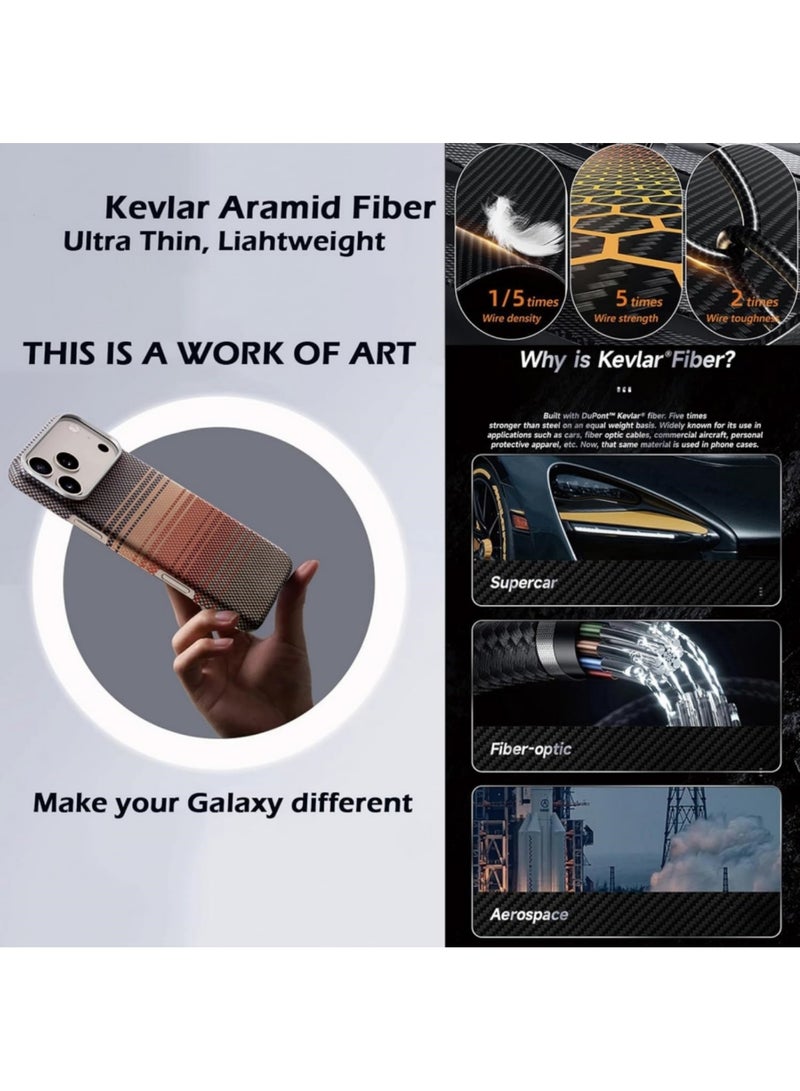 اووكاي جراب مغناطيسي لهاتف iPhone 17 Pro Max، متوافق مع MagSafe، جراب بسيط فائق النحافة وخفيف الوزن مع إحساس باللمس بدون غطاء، مصنوع من ألياف الأراميد 1500D (غروب الشمس) - Image 2