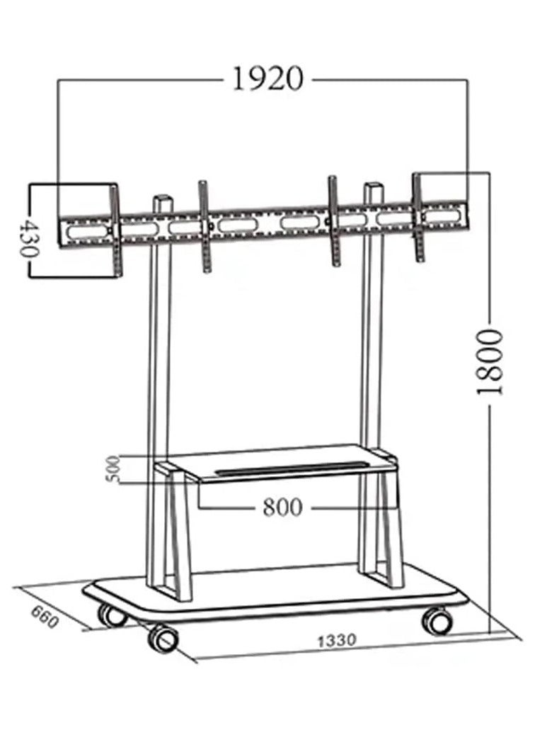 سكيل تك عربة حائط فيديو مزدوجة الشاشة، حامل تلفزيون متنقل لشاشتين حتى 55 بوصة، حامل متحرك عالي التحمل مع ارتفاع قابل للتعديل، وإمالة وإدارة الكابلات للمكتب أو المؤتمرات أو اللافتات الرقمية - SH-02VFS. - Image 4