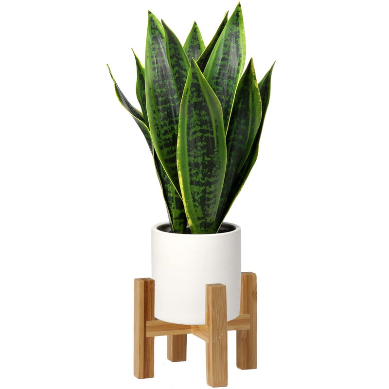 Briful Fake Snake Plant 16 Faux Potted Plant Artificial Snake Plant with White Ceramic Pot Sansevieria Plant Perfect for House Modern Living Room Office Housewarming Gift Indoor Decor