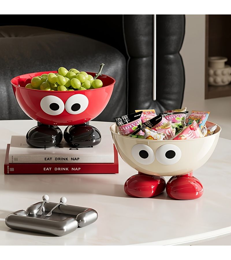 Transparent Cartoon Big Eyes Fruit Bowl With Feet Cute Snack Plate Home Living Room Coffee Table Creative Desktop Storage Bowl - Image 5