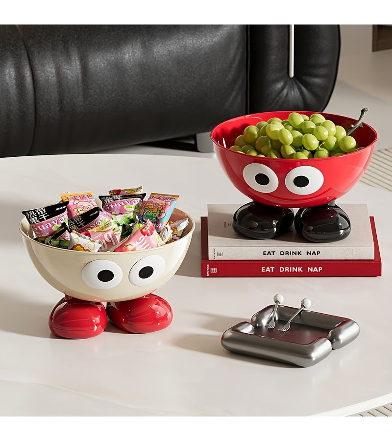 Transparent Cartoon Big Eyes Fruit Bowl With Feet Cute Snack Plate Home Living Room Coffee Table Creative Desktop Storage Bowl - Image 2