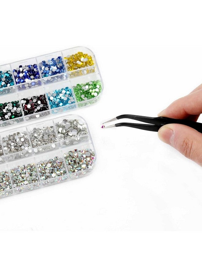 Gleevia Nail Rhinestones, Crystal Nail Art Gems, Flatback Glass Nail Jewels Rhinestone Nail Studs, 12 Mixed Color Crystals Rhinestones with Pickup Pencil & Tweezer for Nails Art Decoration - Image 4