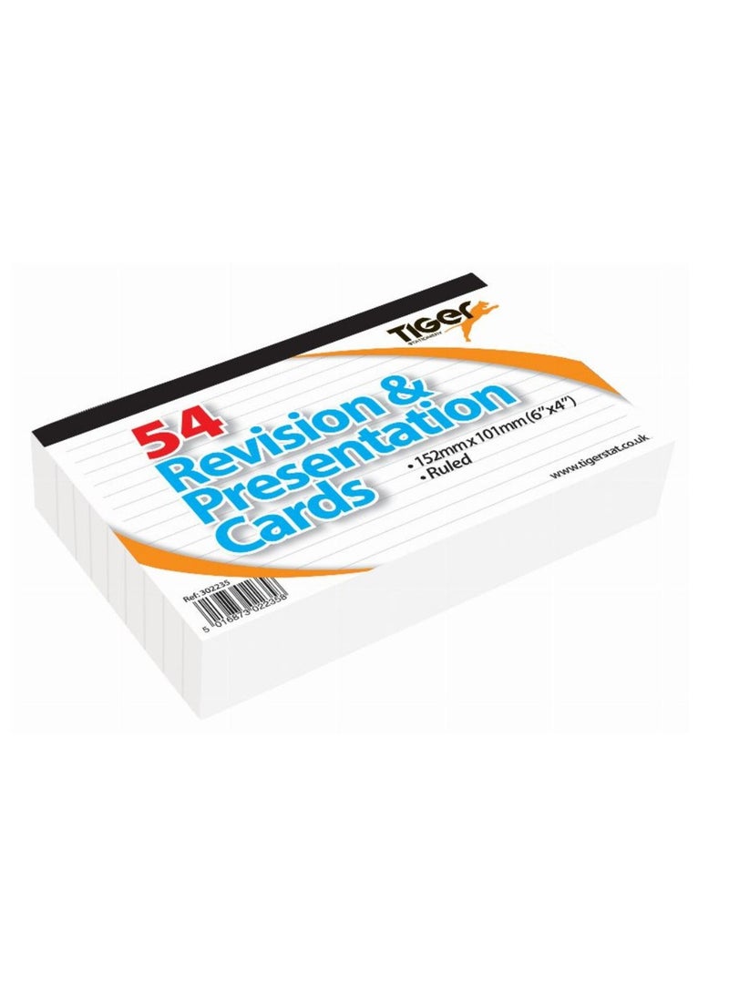 TIGER REVISION CARD RULED TOP BOUND WHT 6X4" 54 SHEET - Image 1