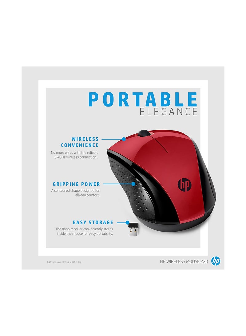 HP ماوس لاسلكي 220 غروب الشمس أحمر - Image 4