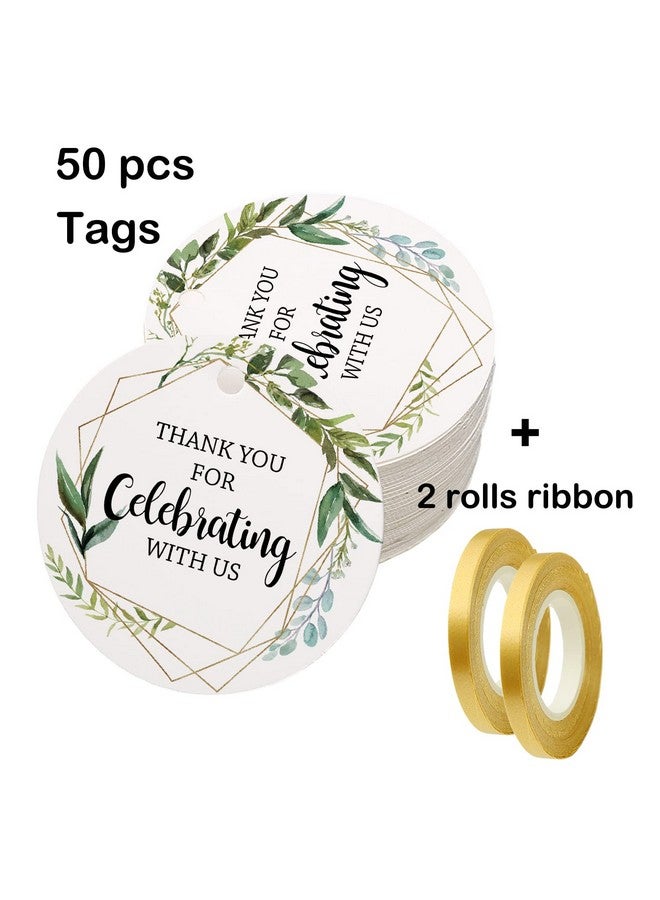EKSPLODI Thank You For Celebrating With Us Tags, Thank You Tags For Wedding Favors, Bridal Showers, Birthdays, Parties And Baby Showers, Thank You Gift Tags With String, 2 Inches, Pack Of 50. - Image 2