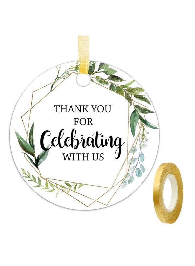 EKSPLODI Thank You For Celebrating With Us Tags, Thank You Tags For Wedding Favors, Bridal Showers, Birthdays, Parties And Baby Showers, Thank You Gift Tags With String, 2 Inches, Pack Of 50. - Image 1