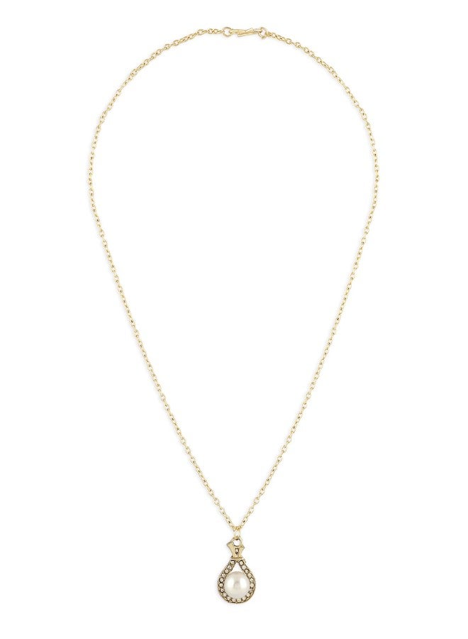 Zaveri Pearls قلادة وسلسلة عصرية من اللؤلؤ والماس النمساوي مطلية بالذهب من زافيري بيرلز للنساء - ZPFK16781 - Image 1