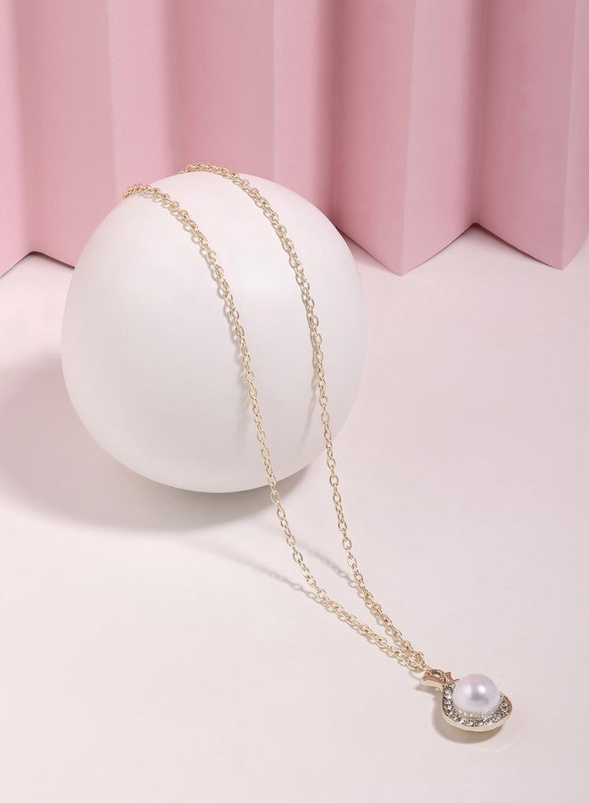 Zaveri Pearls قلادة وسلسلة عصرية من اللؤلؤ والماس النمساوي مطلية بالذهب من زافيري بيرلز للنساء - ZPFK16781 - Image 2