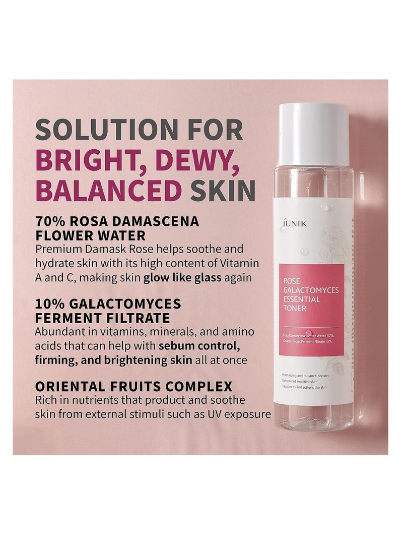 iUNIK Rose Galactomyces Essential Alcohol-Free Vegan Face Toner 6.7 Fl Oz - Natural Rose Water 70% Hydrating Moisturizer with Organic Rosewater Moisturizing Pore Minimizing Deep Nourishing  - Image 2