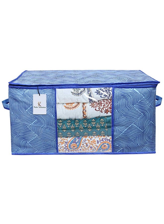 Kuber Industries Leheriya Design Underbed Storage Bag, Storage Organiser, Blanket Cover Set Of 3 (Royal Blue, Non-Woven), 65 X 47 X 33 Centimeters - Image 2