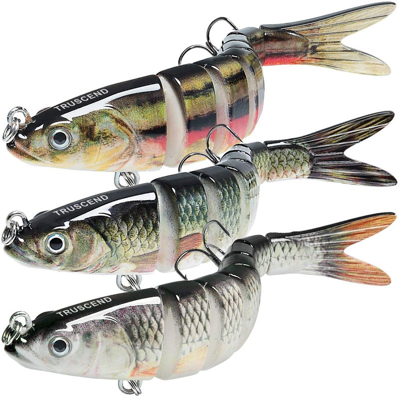 TRUSCEND Fishing Lures for Bass Trout Multi Jointed Swimbaits Slow Sinking Bionic Swimming Lures Bass Freshwater Saltwater Bass Lifelike Fishing Lures Kit - Image 1