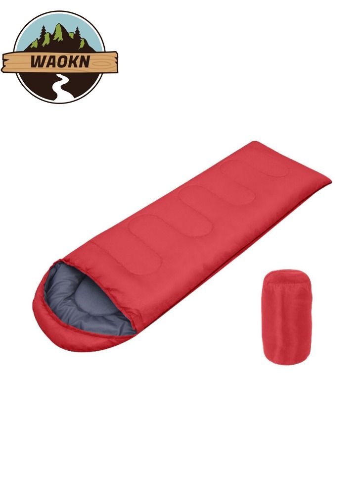 WAOKN Hooded Sleeping Bag, Lightweight 3 Season Weather Sleep Bags for Kids Adults, Cotton Hollow Filled 5-20 Degree for Backpacking/Hiking/Naturehike/Camping/Mountaineering with Compression Sack 