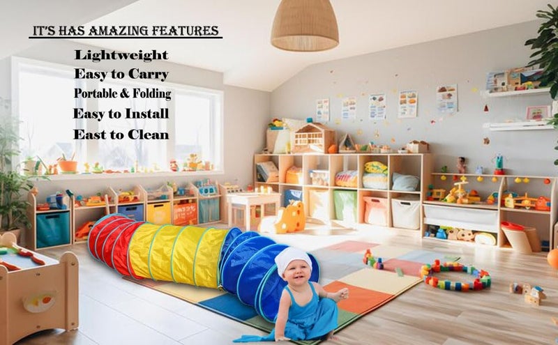 Homecute Tunnel Tent for Kids, Kids Play Tunnel, Foldable Indoor & Out Door Crawl Through Tunnel for- Kids Toddler Babies Children, Tunnel Tent for Kids, Girls and Boys. (Zig-Zag Multi) - Image 5